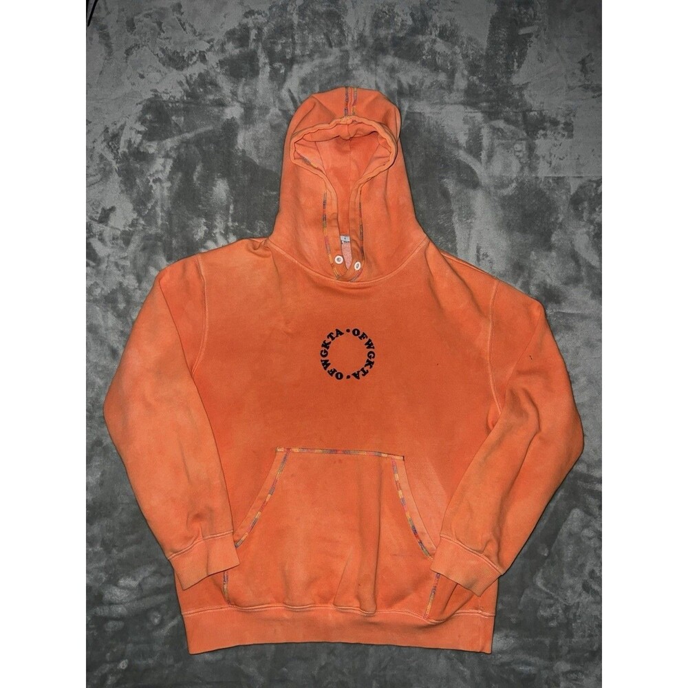 Vintage Y2K Odd Future OFWGKTA Logo Hoodie Orange Faded Size L Skater RARE